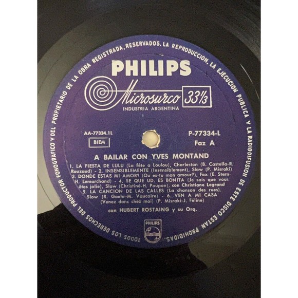 A Bailar Con Yves Montand LP Philips 77334 VG Argentina - Picture 7 of 9